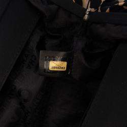 Chanel Black Brown CC Silk Camellia Frame Clutch