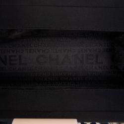Chanel Black Brown CC Silk Camellia Frame Clutch