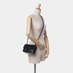 Chanel Black Mini Square Classic Patent So Black Single Flap