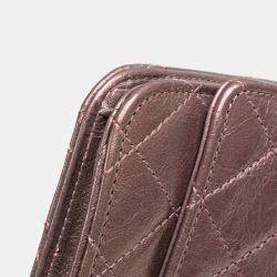 Pre Owned Chanel Pink Reissue 2.55 Quilted Metallic Aged Calfskin Wallet on Chain