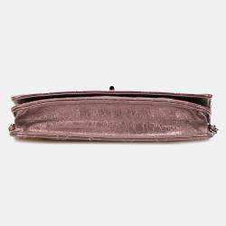 Pre Owned Chanel Pink Reissue 2.55 Quilted Metallic Aged Calfskin Wallet on Chain