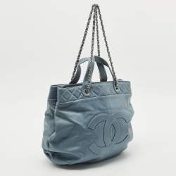 Chanel Light Blue Quilted Leather Trianon Tote