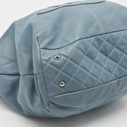 Chanel Light Blue Quilted Leather Trianon Tote