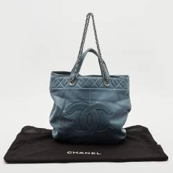 Chanel Light Blue Quilted Leather Trianon Tote