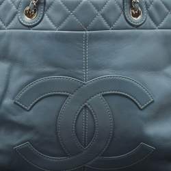 Chanel Light Blue Quilted Leather Trianon Tote