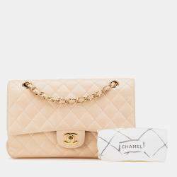 Chanel Beige Medium Classic Caviar Double Flap