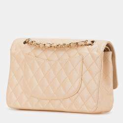 Chanel Beige Medium Classic Caviar Double Flap