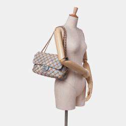 Chanel Blue Brown Jumbo Denim Canebiers Net Flap