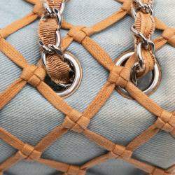 Chanel Blue Brown Jumbo Denim Canebiers Net Flap