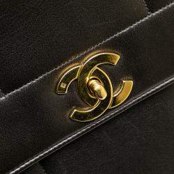 Chanel Black Lambskin Mademoiselle Kelly Top Handle Bag