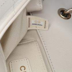 Pre Owned Chanel Beige Medium Lambskin Twist Chain Enamel CC Flap