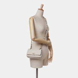 Pre Owned Chanel Beige Medium Lambskin Twist Chain Enamel CC Flap