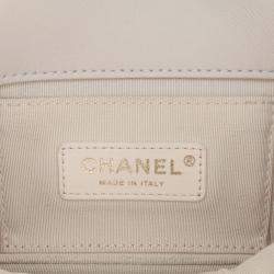 Pre Owned Chanel Beige Medium Lambskin Twist Chain Enamel CC Flap