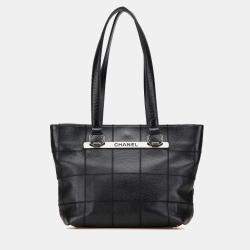 Pre Owned Chanel Black Caviar Choco Bar Tote