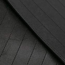 Chanel Black CC Chevron Calfskin Envelope Clutch