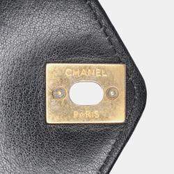 Chanel Black CC Chevron Calfskin Envelope Clutch