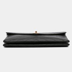 Chanel Black CC Chevron Calfskin Envelope Clutch
