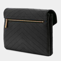 Chanel Black CC Chevron Calfskin Envelope Clutch