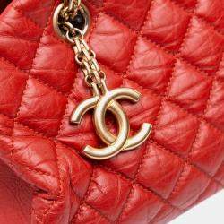 Chanel Red Medium Lambskin Just Mademoiselle Bowling Bag
