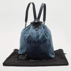 Pre Owned Chanel Blue Denim and Leather Sequin Embellished Deauville Backpack 