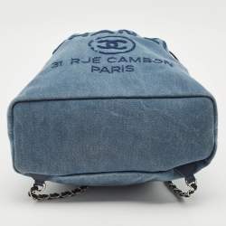 Pre Owned Chanel Blue Denim and Leather Sequin Embellished Deauville Backpack 