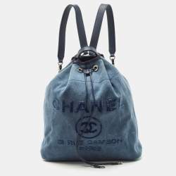 Pre Owned Chanel Blue Denim and Leather Sequin Embellished Deauville Backpack 