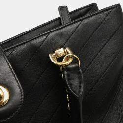 Chanel Black Lambskin Chevron Tote Bag