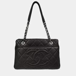 Chanel Black Calfskin Timeless CC Chain Tote Bag 