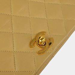 Chanel Beige Lambskin Turnlock Small Full Flap Shoulder Bag