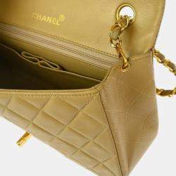Chanel Beige Lambskin Turnlock Small Full Flap Shoulder Bag