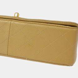 Chanel Beige Lambskin Turnlock Small Full Flap Shoulder Bag