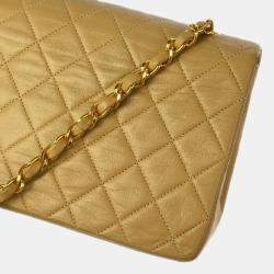 Chanel Beige Lambskin Turnlock Small Full Flap Shoulder Bag
