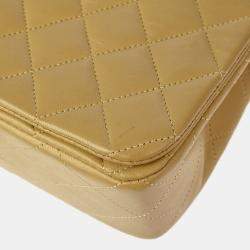 Chanel Beige Lambskin Turnlock Small Full Flap Shoulder Bag