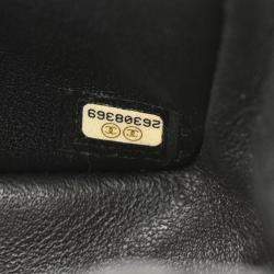 Pre Owned Chanel Black Lambskin Chevron Flap Shoulder Bag 
