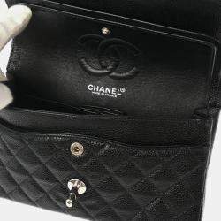 Pre Owned Chanel Black Calfskin Small Classic Double Flap Shoulder Bag