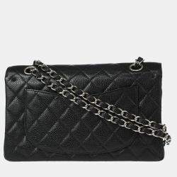 Pre Owned Chanel Black Calfskin Small Classic Double Flap Shoulder Bag