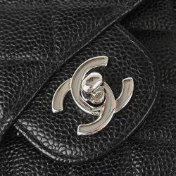 Pre Owned Chanel Black Calfskin Small Classic Double Flap Shoulder Bag