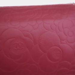Chanel Pink Lambskin Embossed Camellia Wallet On Chain