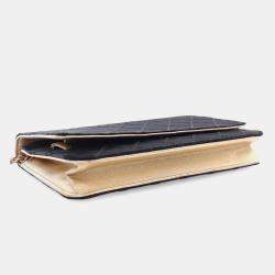 Chanel Black Gold Bicolor Satin Diamond Stitch Wallet On Chain