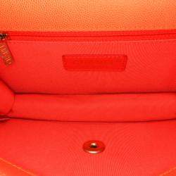 Pre Owned Chanel Orange Small Quilted Caviar Sunset On The Sea Flap