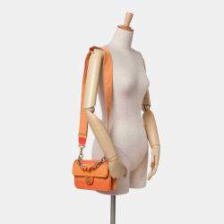 Pre Owned Chanel Orange Small Quilted Caviar Sunset On The Sea Flap