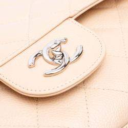 Chanel Beige Jumbo Classic Caviar Double Flap