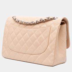 Chanel Beige Jumbo Classic Caviar Double Flap
