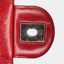Chanel Red Medium Glazed Calfskin Duo Color Flap
