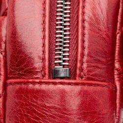 Chanel Red Medium Glazed Calfskin Duo Color Flap