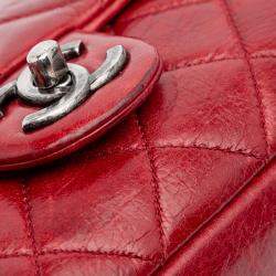Chanel Red Medium Glazed Calfskin Duo Color Flap