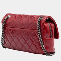 Chanel Red Medium Glazed Calfskin Duo Color Flap