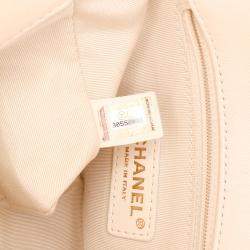 Pre Owned Chanel Beige Small Quilted Lambskin CC Coin Flap