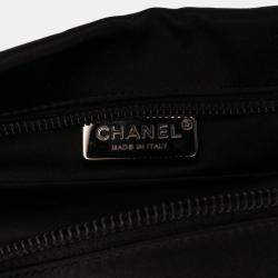 Chanel Black Satin Diamante Camellia Clutch with Chain