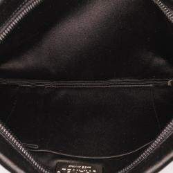 Chanel Black Satin Diamante Camellia Clutch with Chain